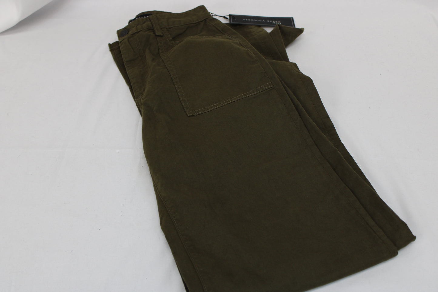 Veronica Beard Crosbie wide leg, high wasted jeans, olive, NWT, Women's 25/0