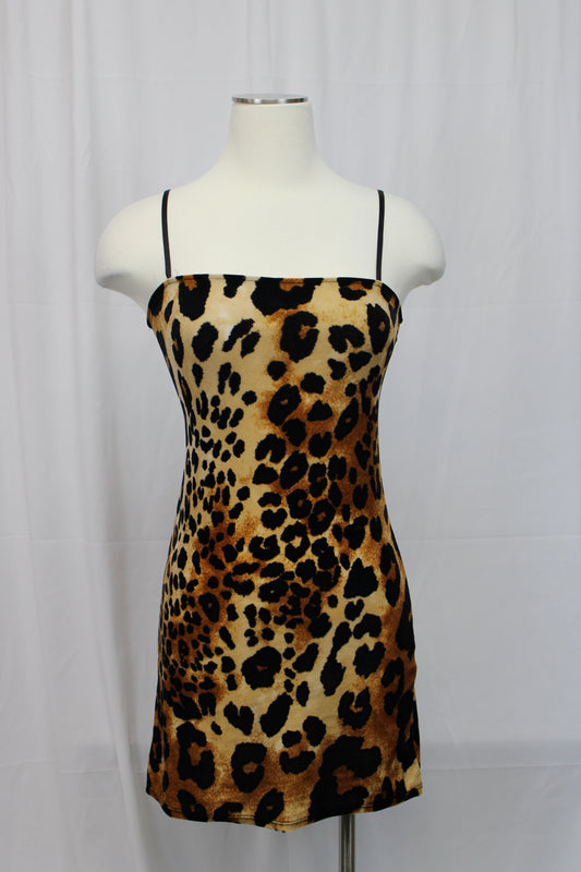 Forever 21 cheetah print spaghetti strap mini dress, Women's S