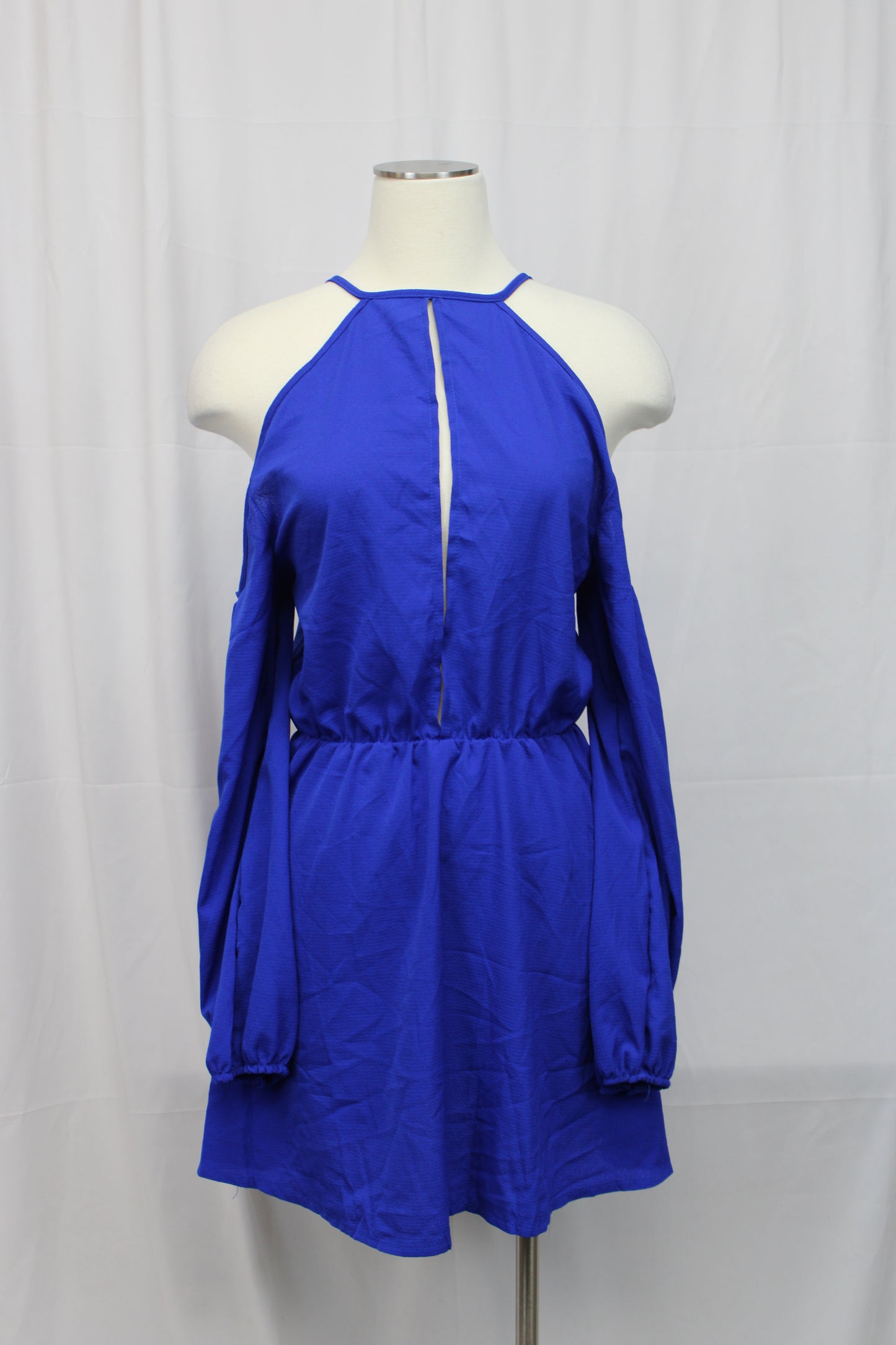 Off the shoulder polyester long sleeve mini dress, Women's L