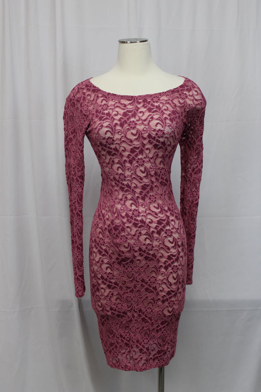 BZ Fashions long sleeve boat neck sheer midi dress, NWT, Women's M