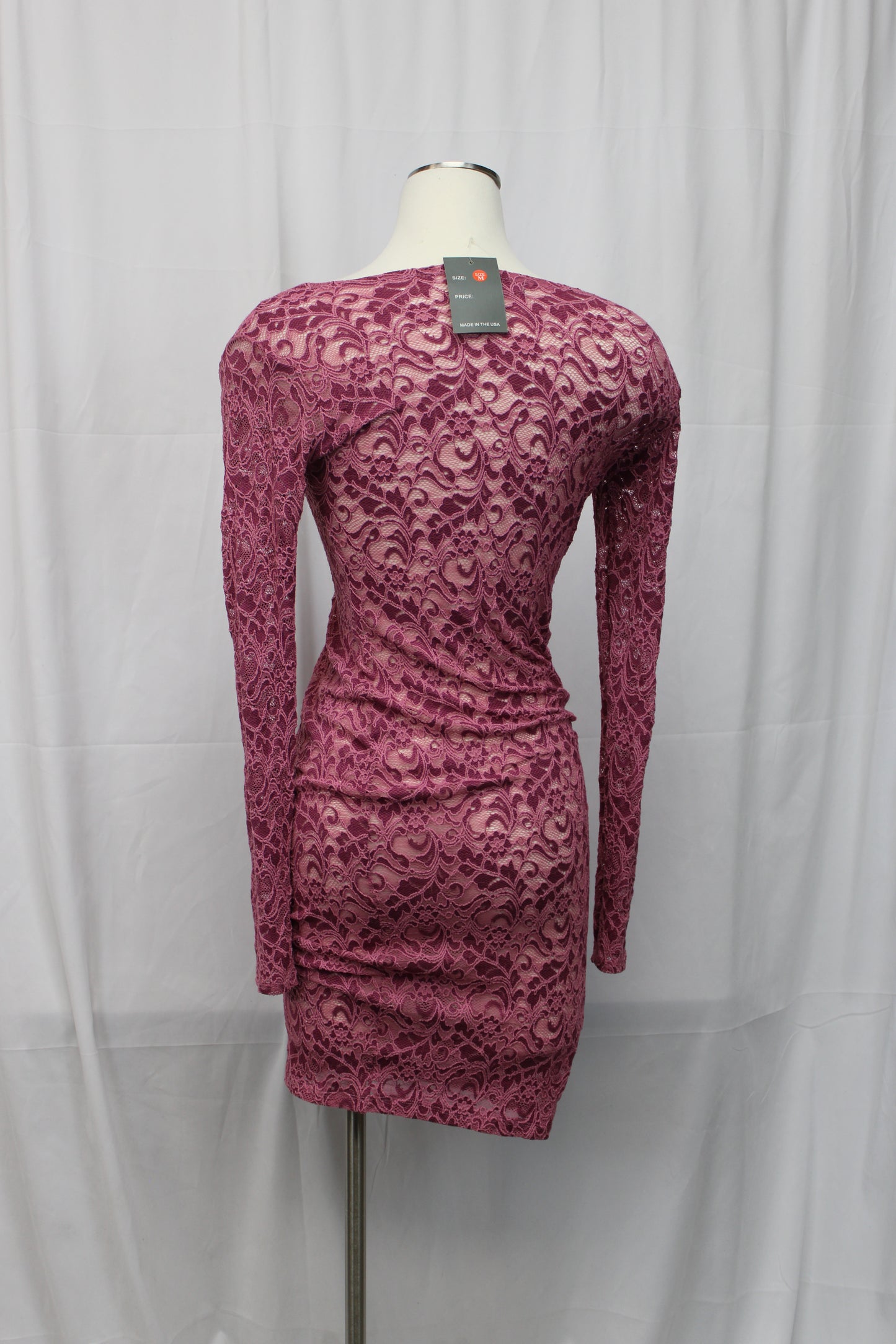 BZ Fashions long sleeve boat neck sheer midi dress, NWT, Women's M