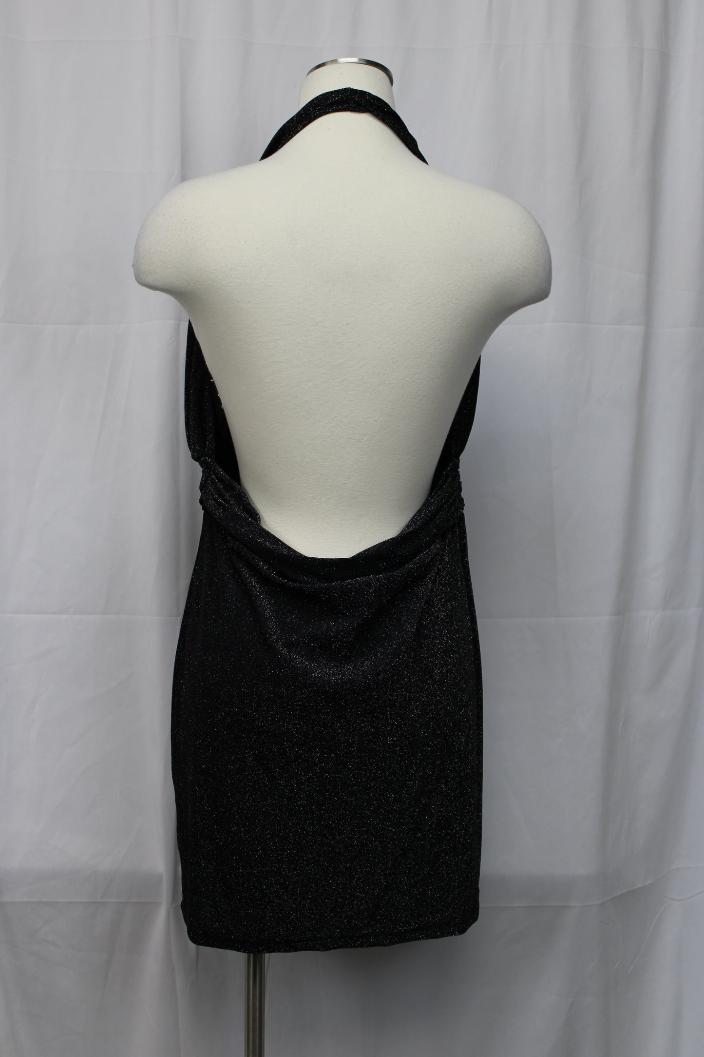 Halter neck textured glitter mini dress, Women's XL