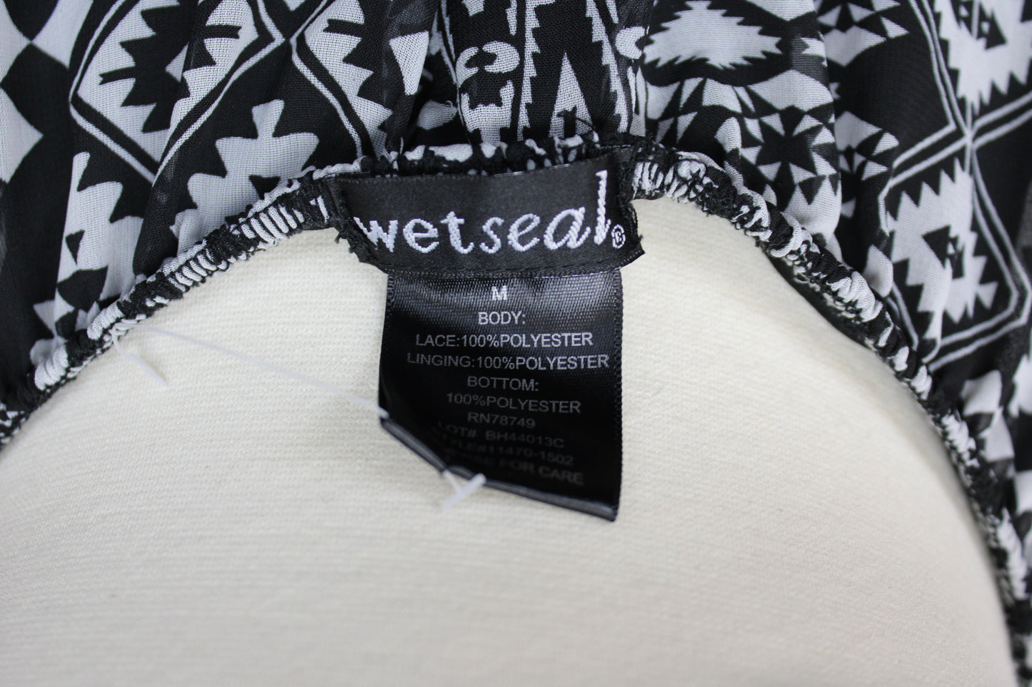 Wet Seal strapless tube dress with black geo pattern, Women's M