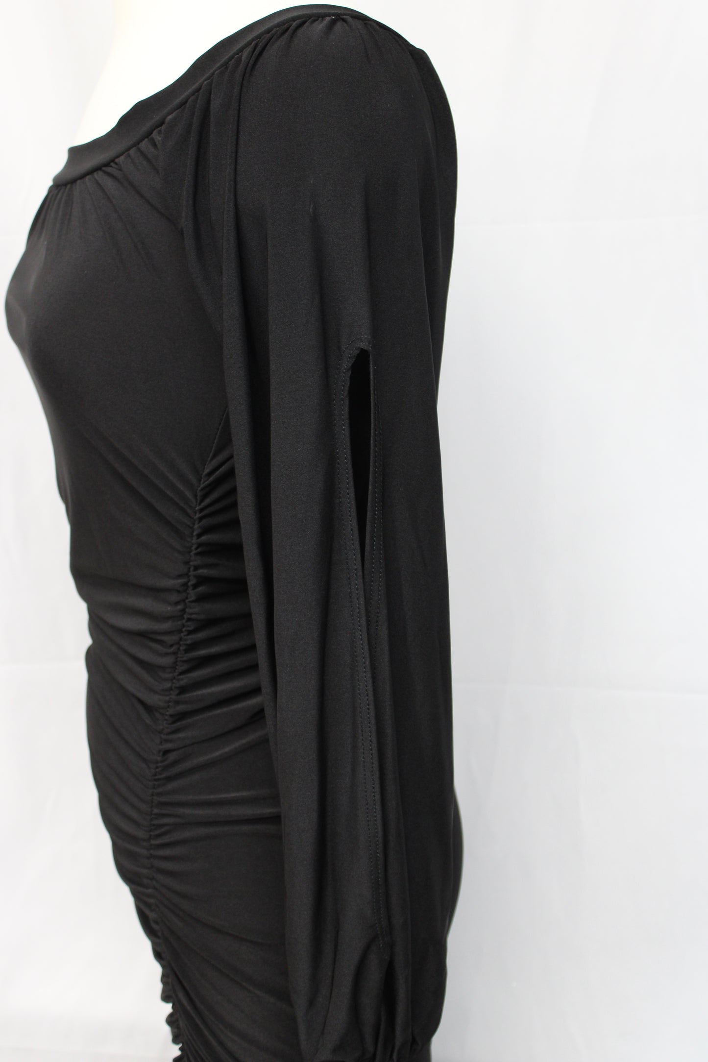 Jane long sleeve mini dress with gathered ruching, Women's M