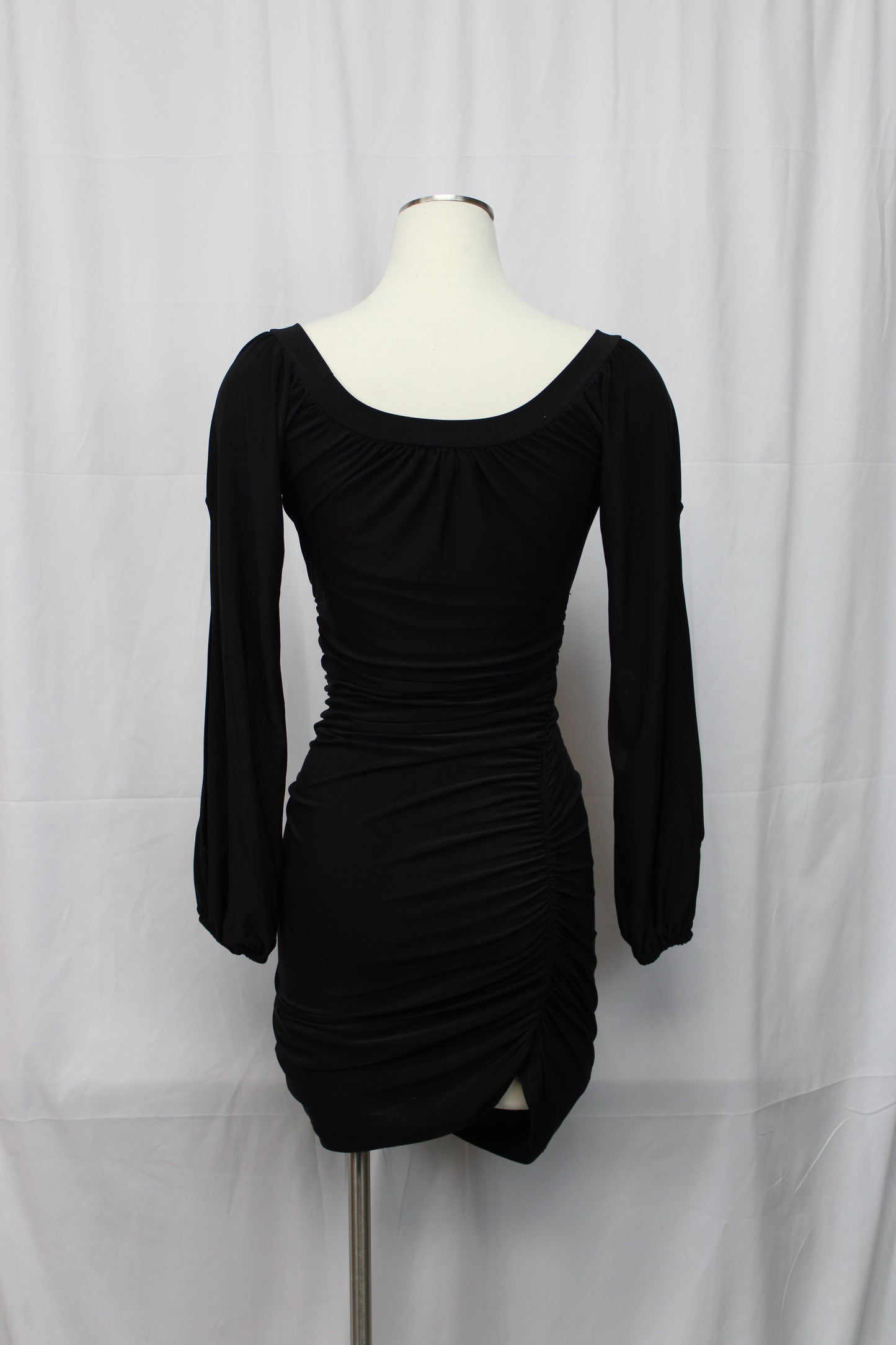 Jane long sleeve mini dress with gathered ruching, Women's M