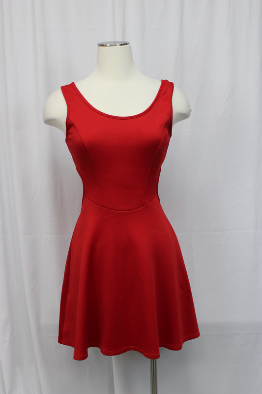 Wet Seal vintage ribbed skater dress, red, Women's M