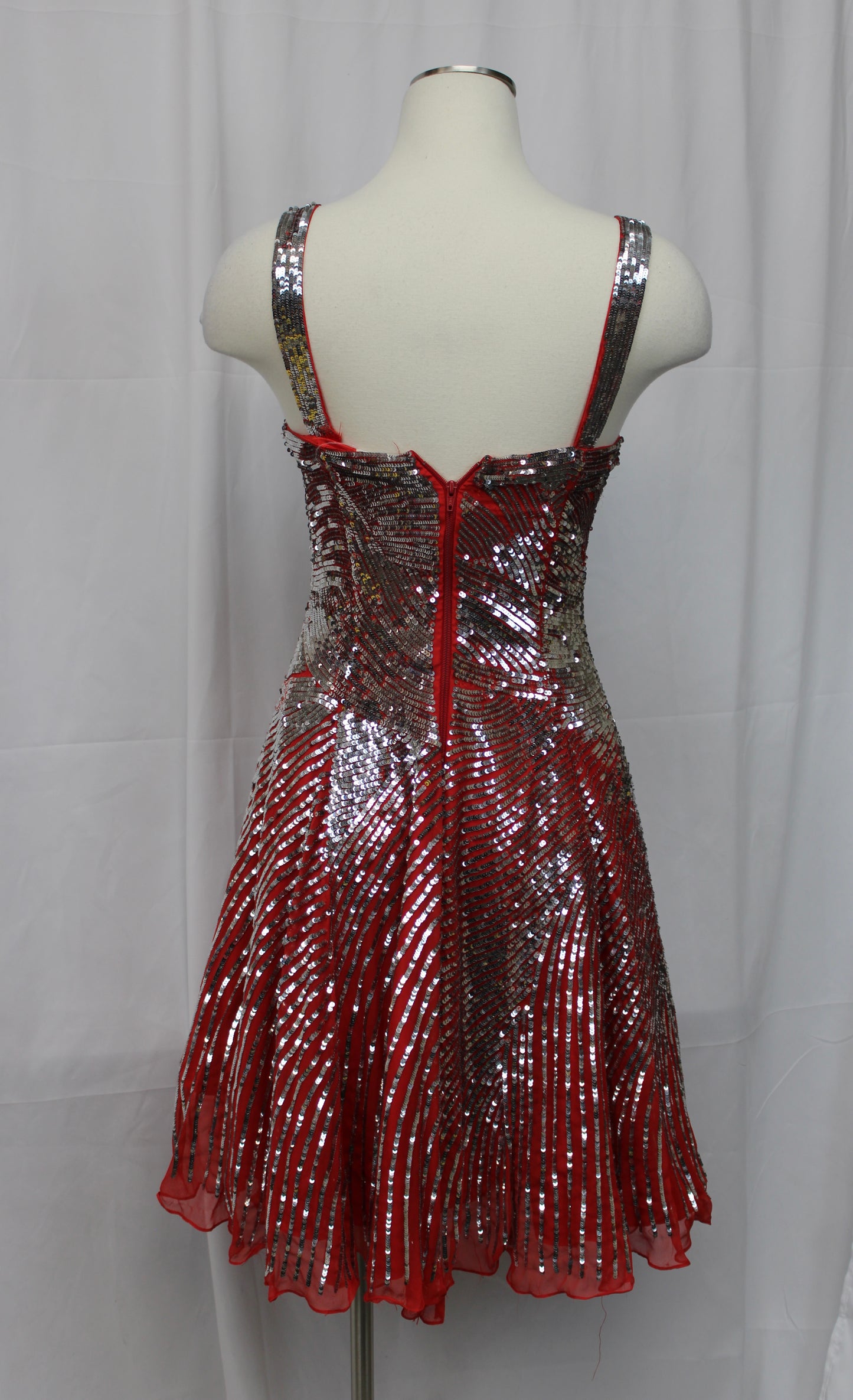 Reversible sequin spaghetti strap midi dress, red, Women's M