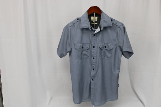 Scott James short sleeve polyester button down dress shirt, Men's S