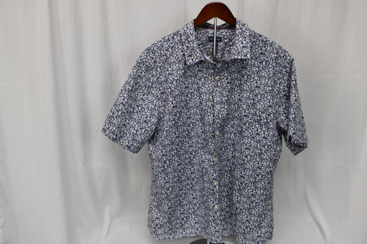 Van Heusen short sleeve floral print dress shirt, Men's XL 17/17.5
