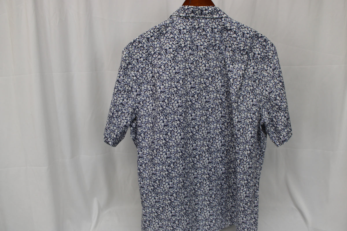 Van Heusen short sleeve floral print dress shirt, Men's XL 17/17.5