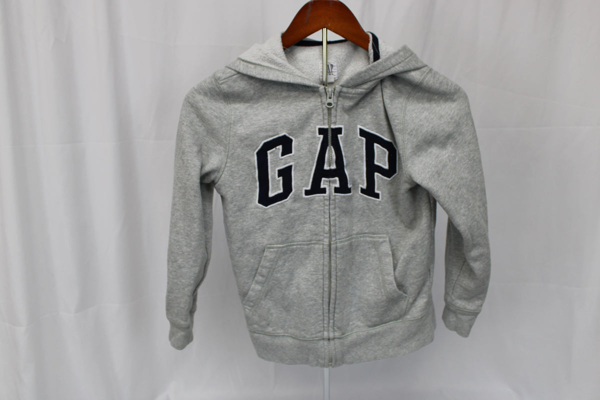 GAP Kids cotton full zip hooded sweatshirt, gray, Youth M