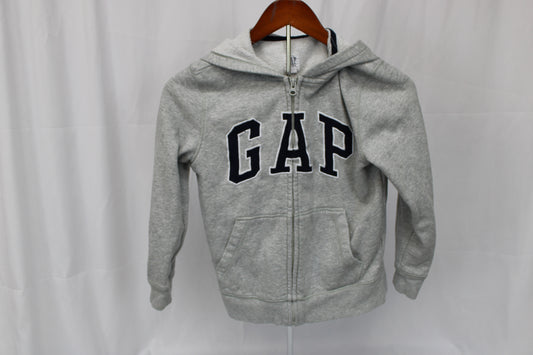 GAP Kids cotton full zip hooded sweatshirt, gray, Youth M