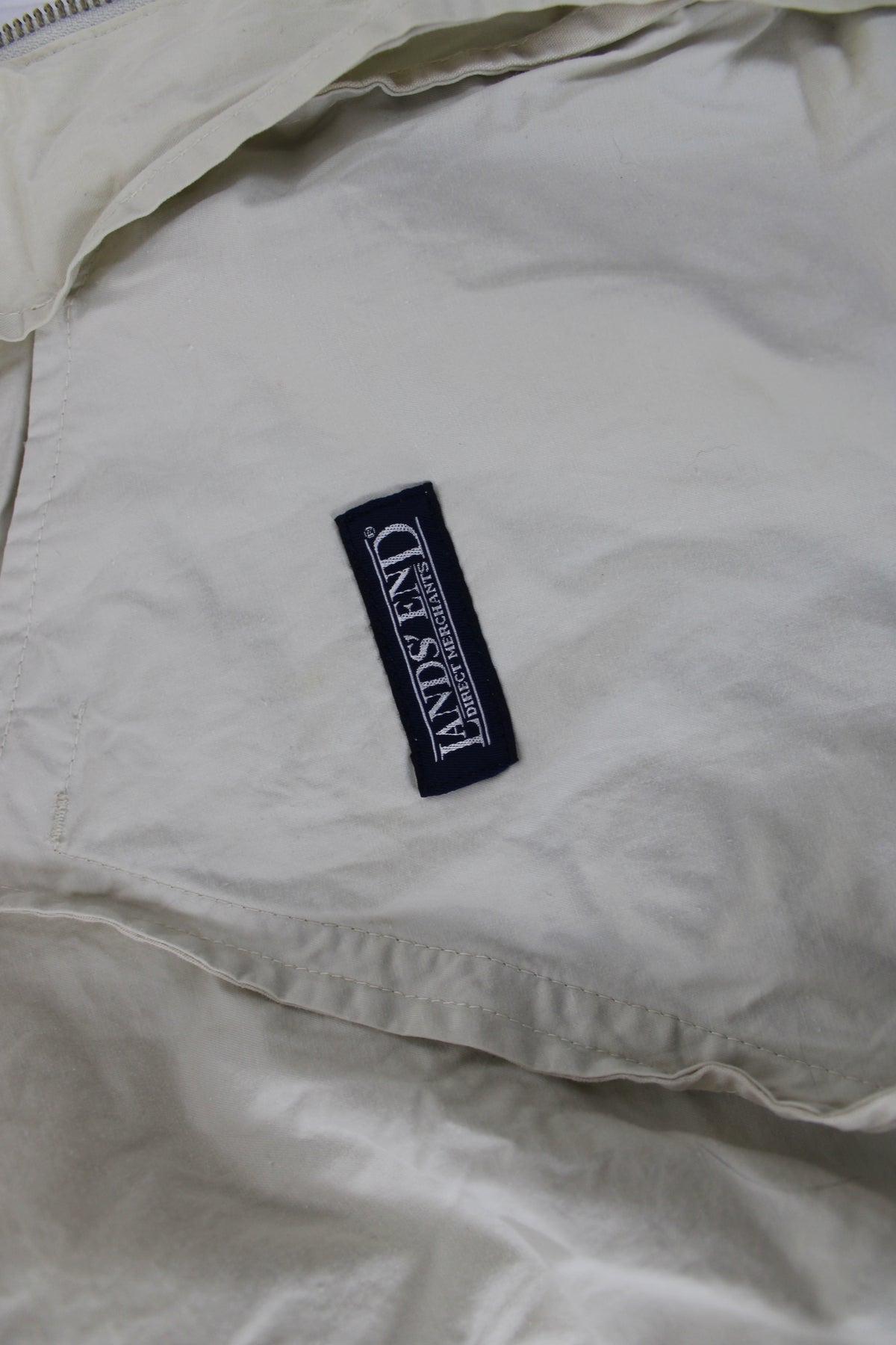 Land's End 90's era vintage nylon shell jacket, ivory, Men's XL