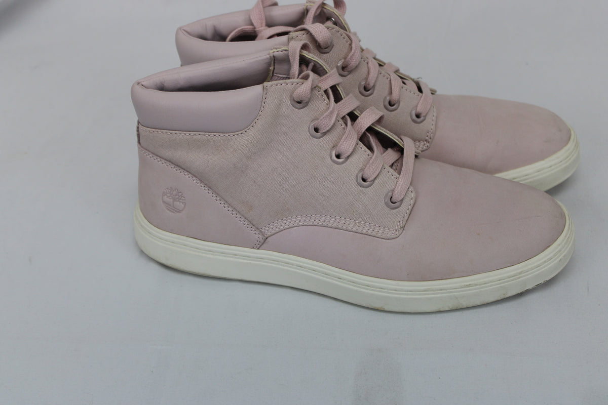 Timberland Londyn high top sneaker, light pink suede, Women's 11