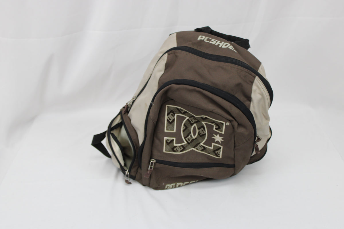 DC Shoe Co. Vintage "Cool Boy" backpack, circa 2000, brown/creme
