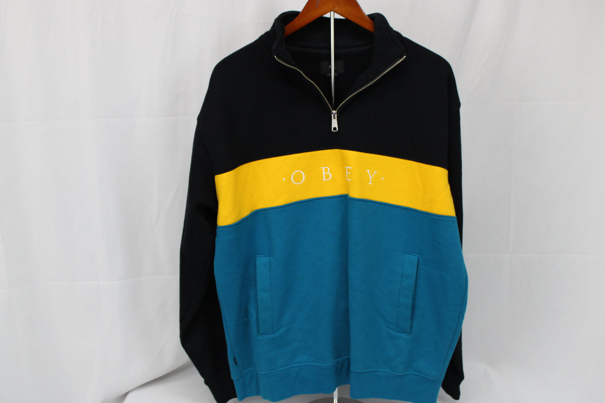 Obey Clothing Chelsea Mock 1/4 zip sweatshirt, Men's M