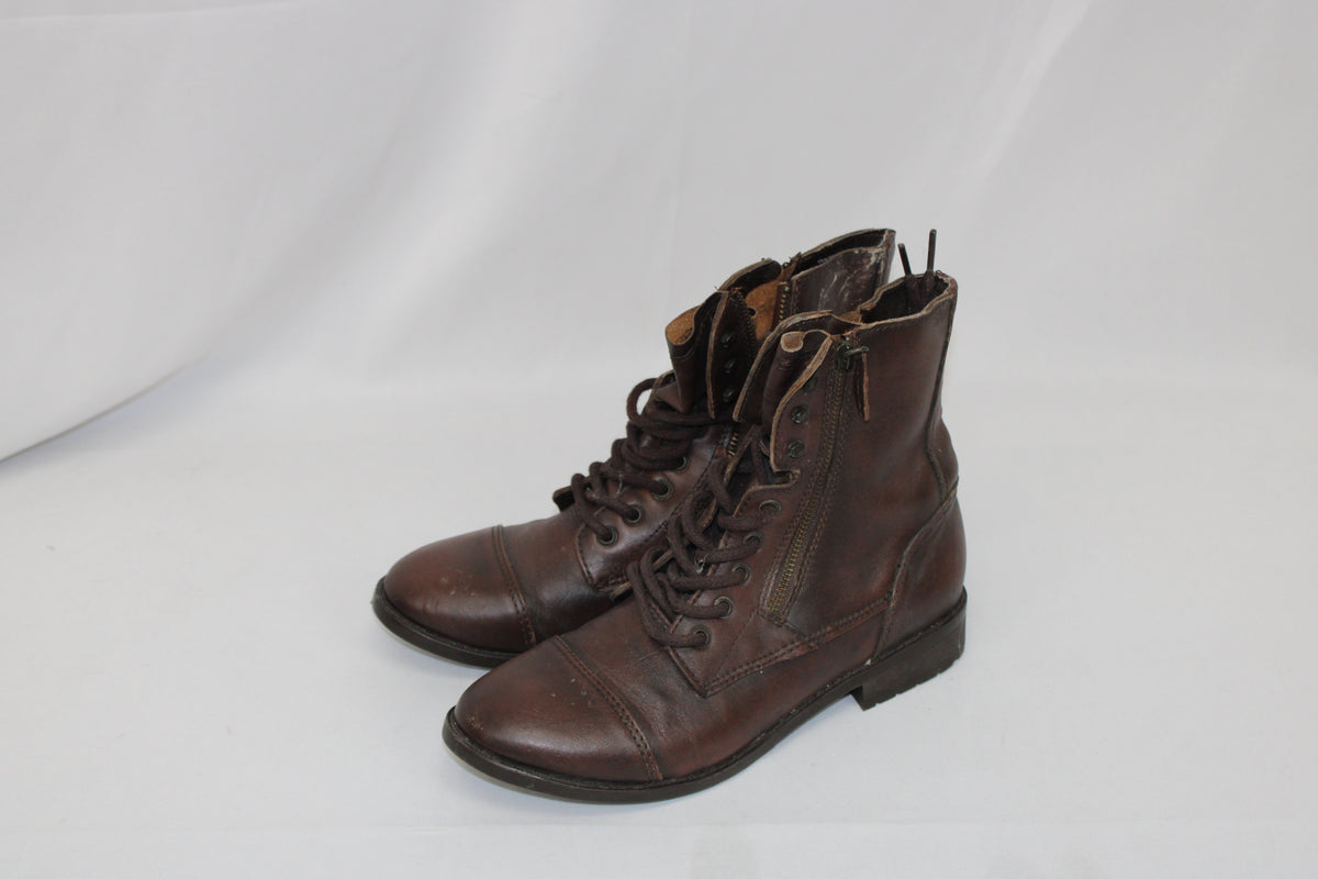 Steve Madden Toga zip up brown leather combat boot, Women's 11