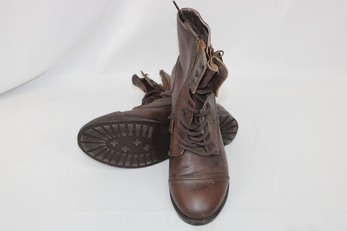 Steve Madden Toga zip up brown leather combat boot, Women's 11