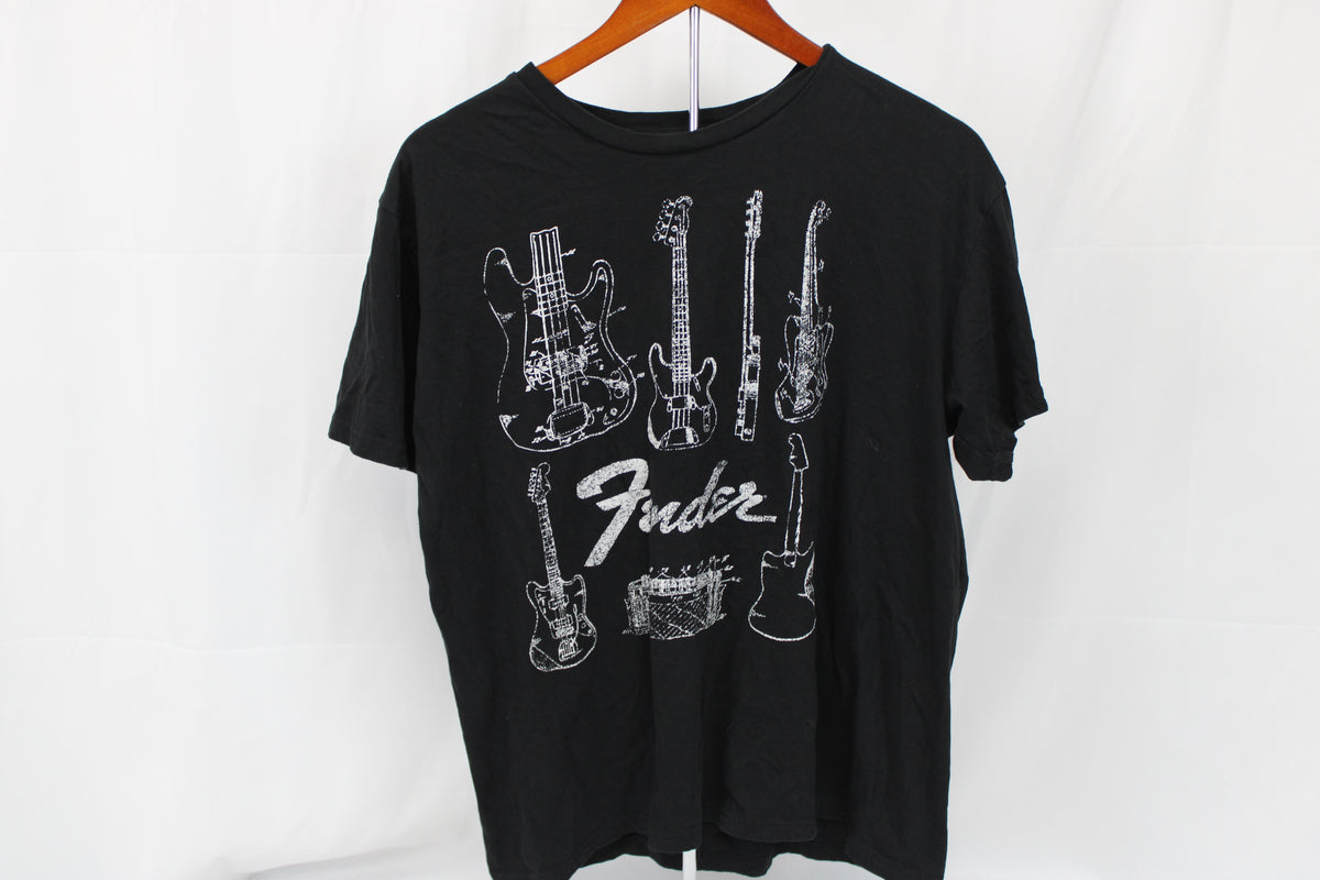 Fender guitar chart graphic t-shirt, black, Men's L