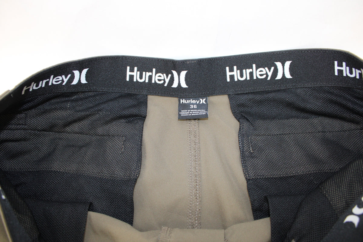 Hurley nylon mesh lined streetwear shorts, olive, Men's 36