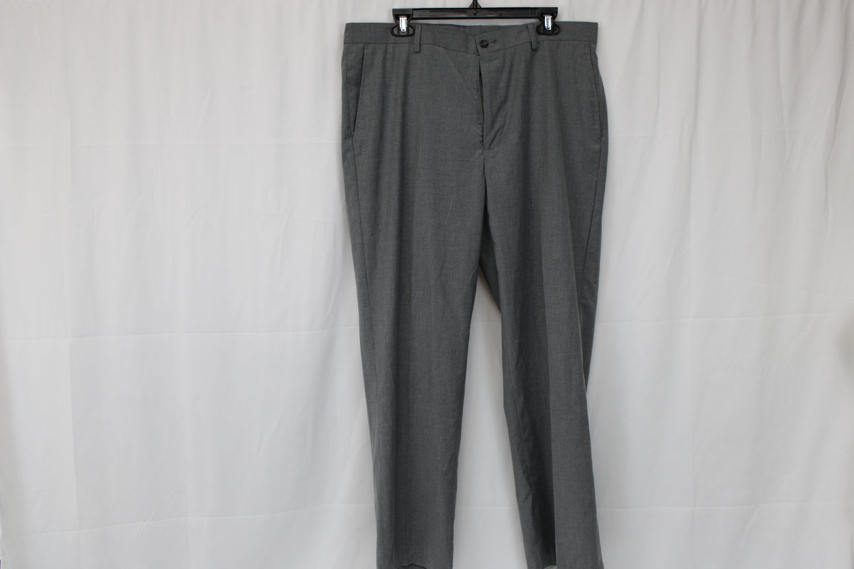 Perry Ellis wool blend flat front dress pant, grey, Men's 36x32