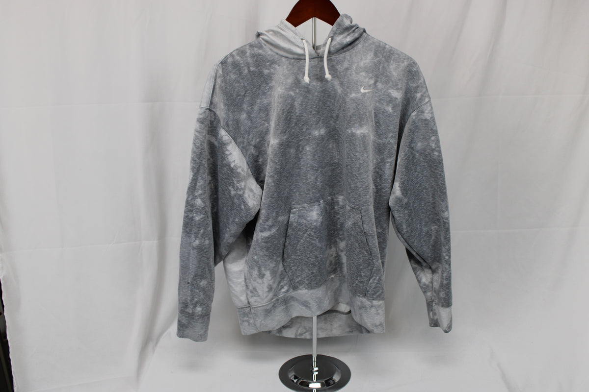 Nike Dri-fit Icon Clash tie die pullover hooded sweatshirt, gray, Women's M