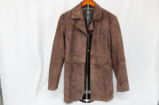Sonoma Jean Co. brown suede leather patchwork jacket, Women's M