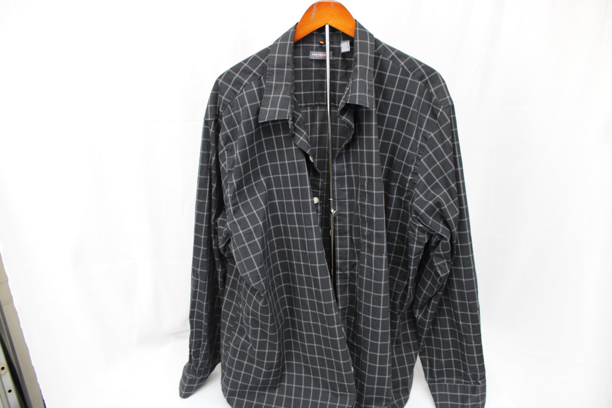 Van Heusen Long Sleeve Plaid Button Up Shirt, Size 2XL