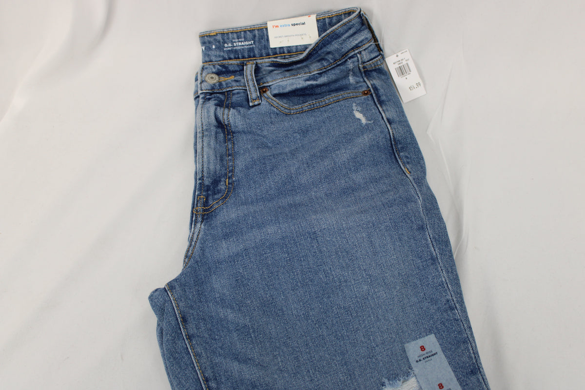 NWT Old Navy O.G. Straight High Rise Secret Smooth Pocket Jeans, Size 8
