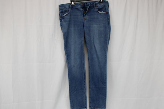 Old Navy Denim Jeans Mid Rise Power Slim Straight, Size 14 Long