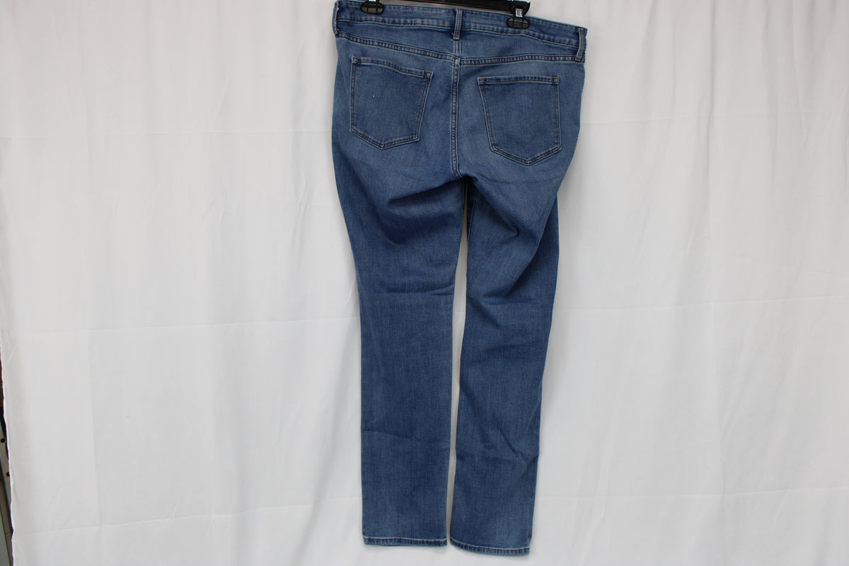 Old Navy Denim Jeans Mid Rise Power Slim Straight, Size 14 Long