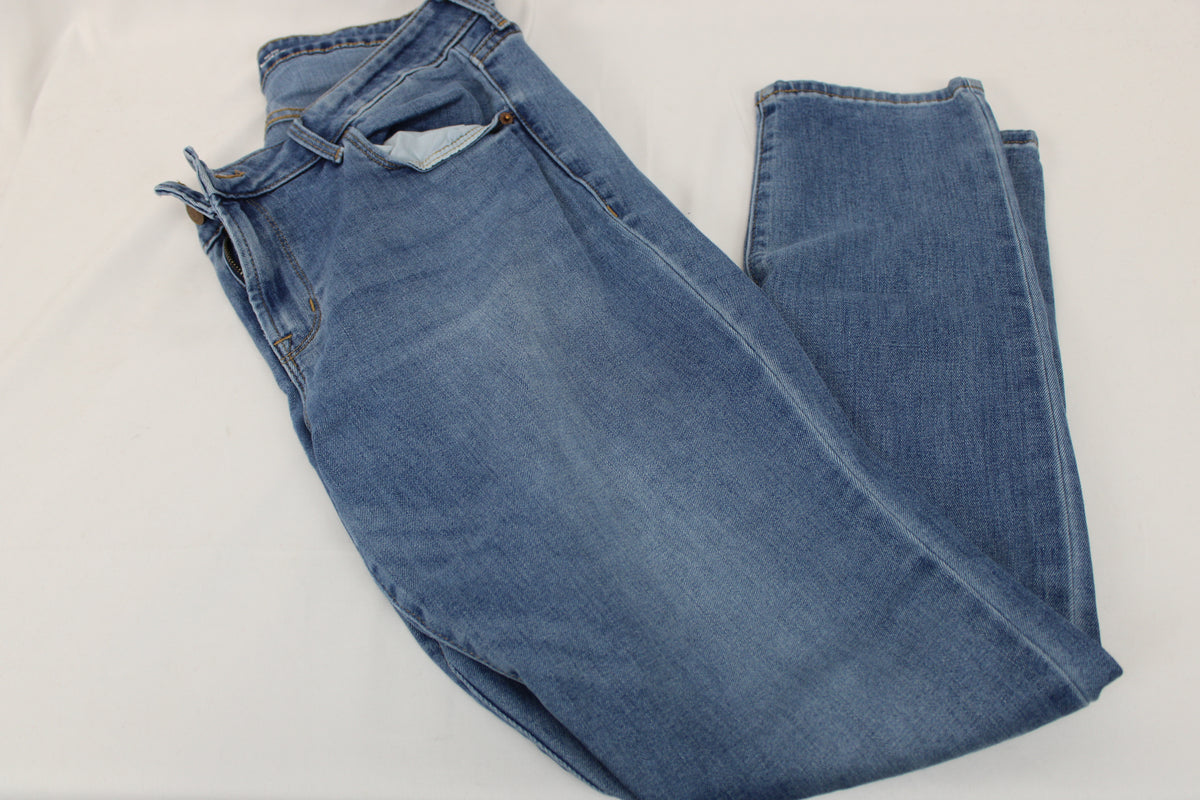 Old Navy Denim Jeans Mid Rise Power Slim Straight, Size 14 Long