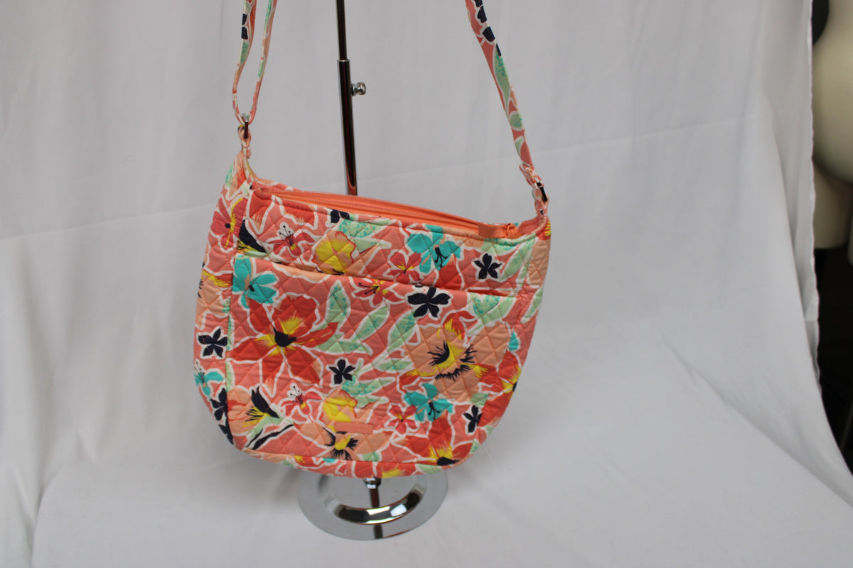 Coral Floral Crossbody Shoulder Bag