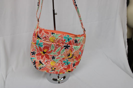 Coral Floral Crossbody Shoulder Bag
