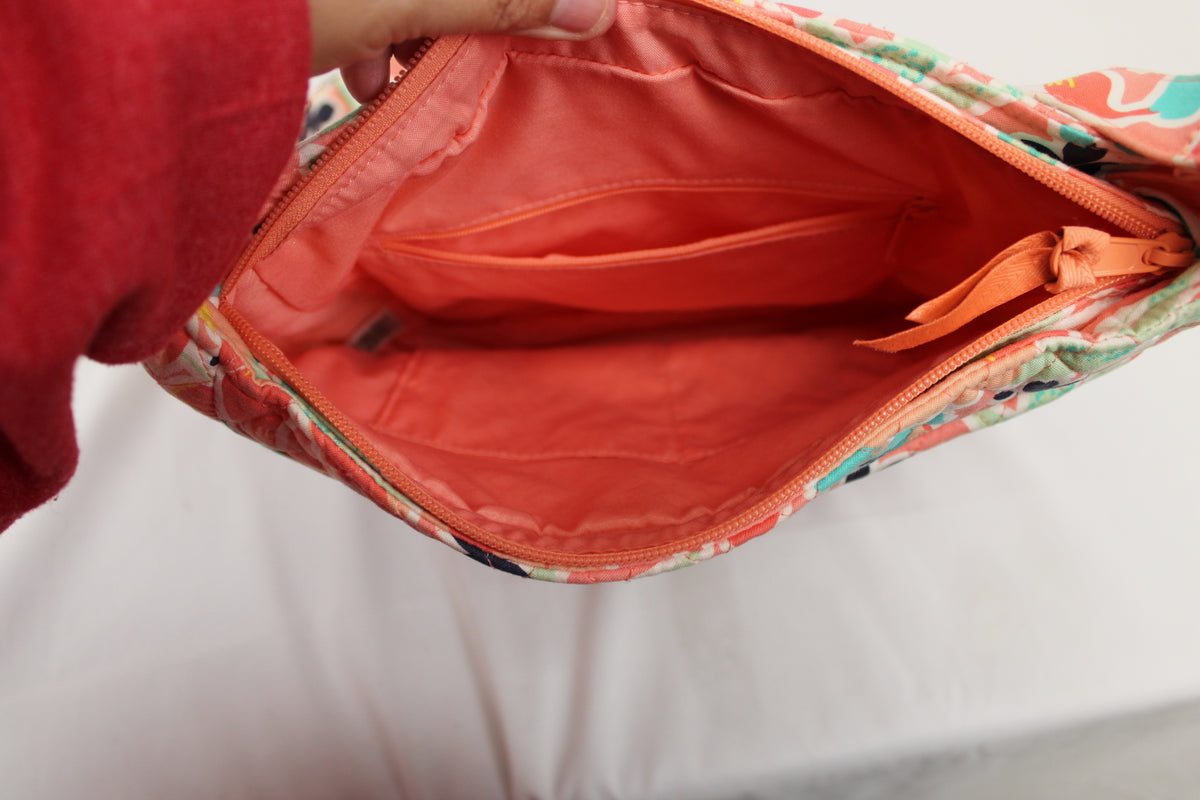 Coral Floral Crossbody Shoulder Bag