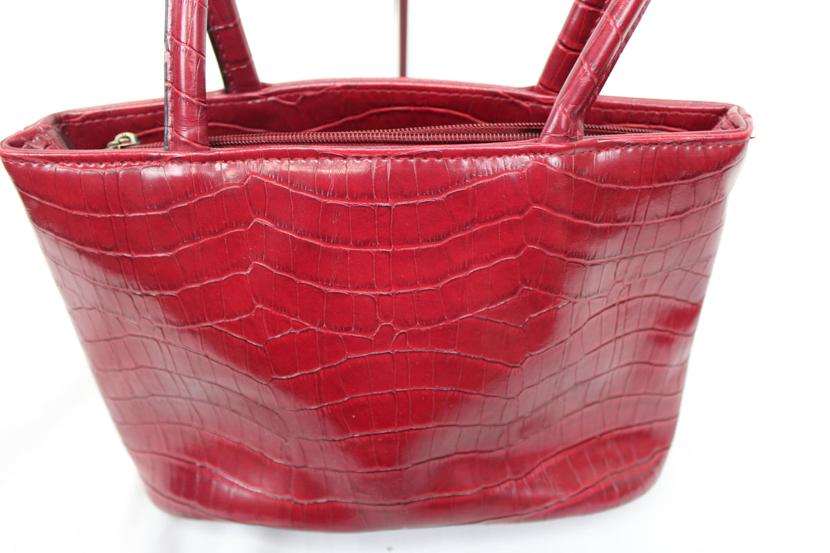 Leslie Fay Red Faux Leather Handbag