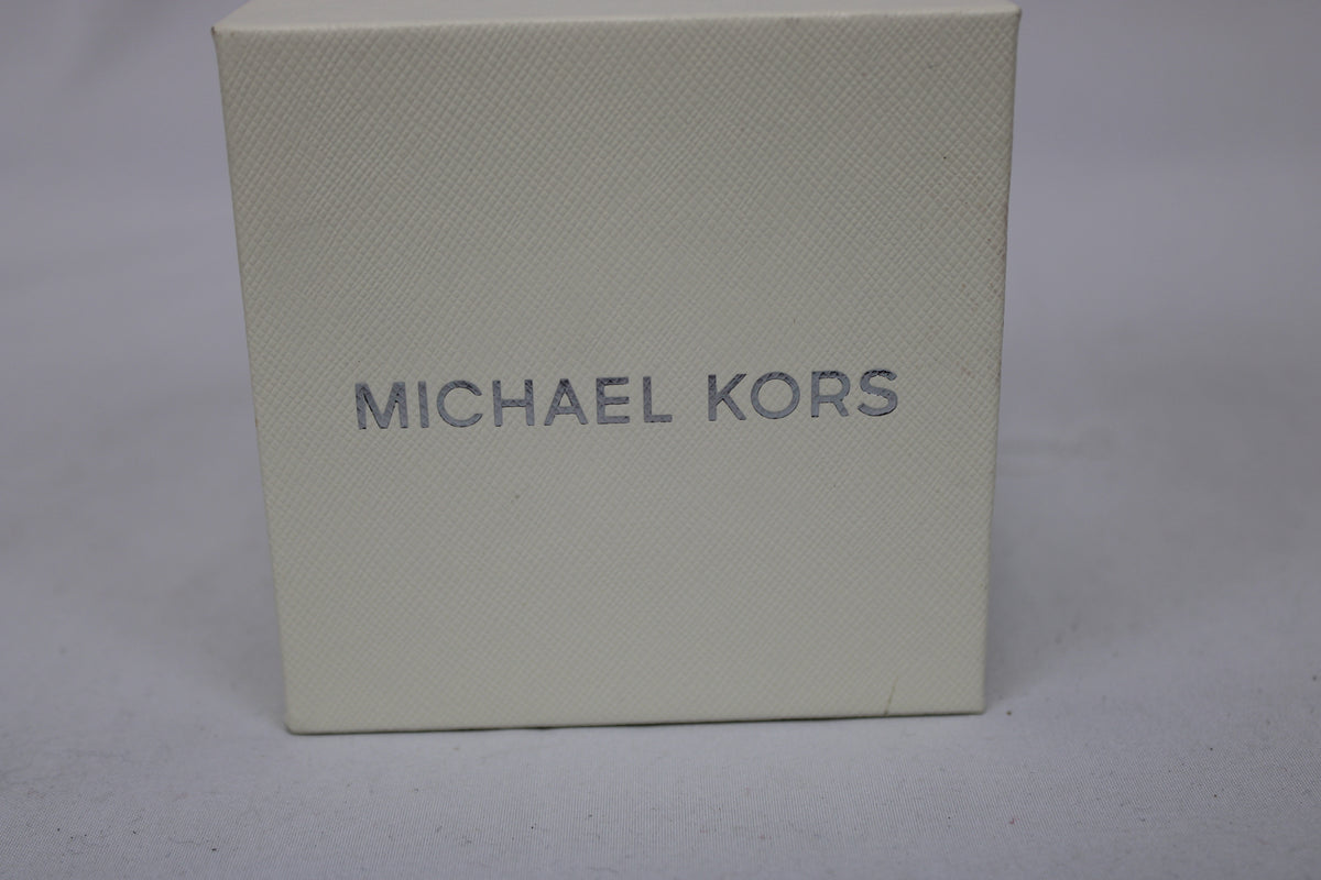 Michael Kors Pyper rose gold watch with black leather band, new in box