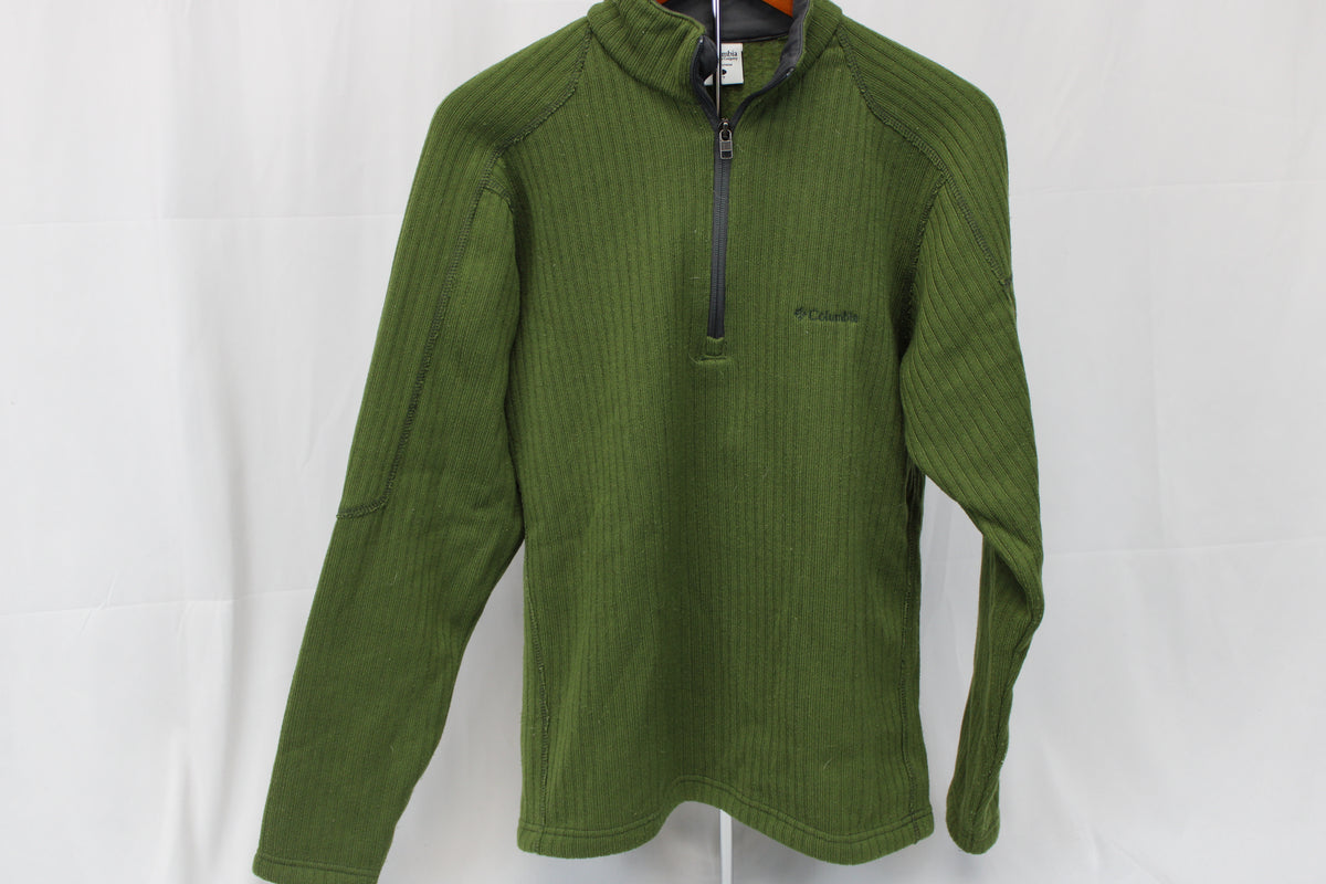 Columbia 1/4 zip heavy woven lined sweatshirt, olive, Men's S