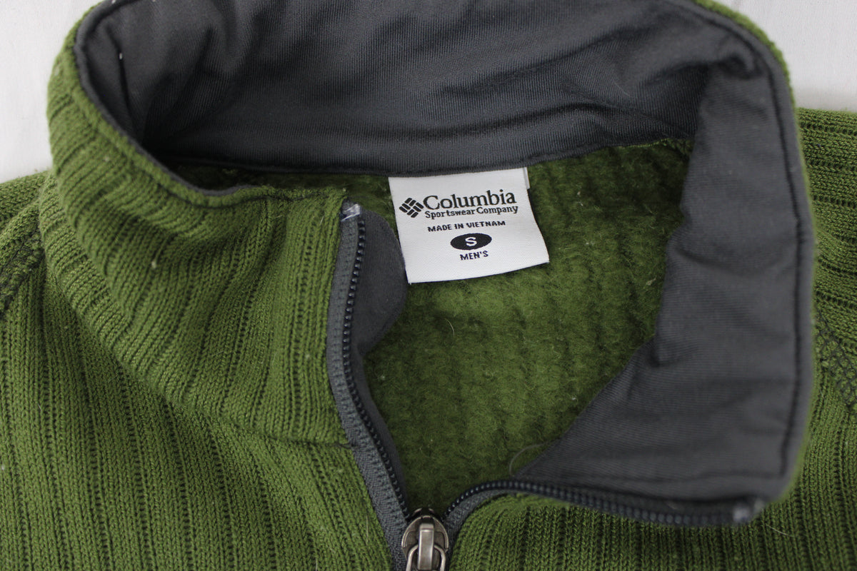 Columbia 1/4 zip heavy woven lined sweatshirt, olive, Men's S