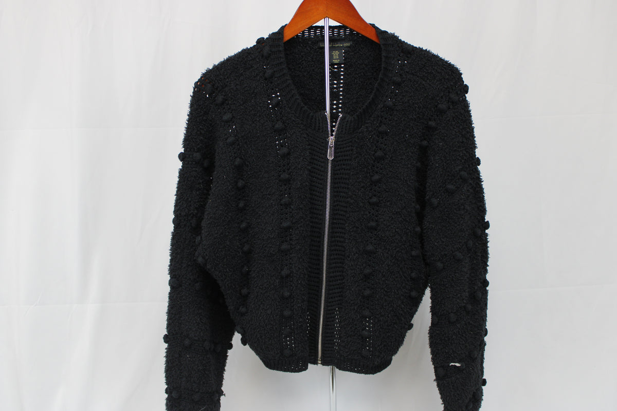 House of Harlow 1960 full zip woven sweater, Black, Women's S