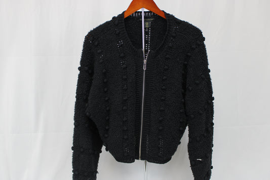 House of Harlow 1960 full zip woven sweater, Black, Women's S