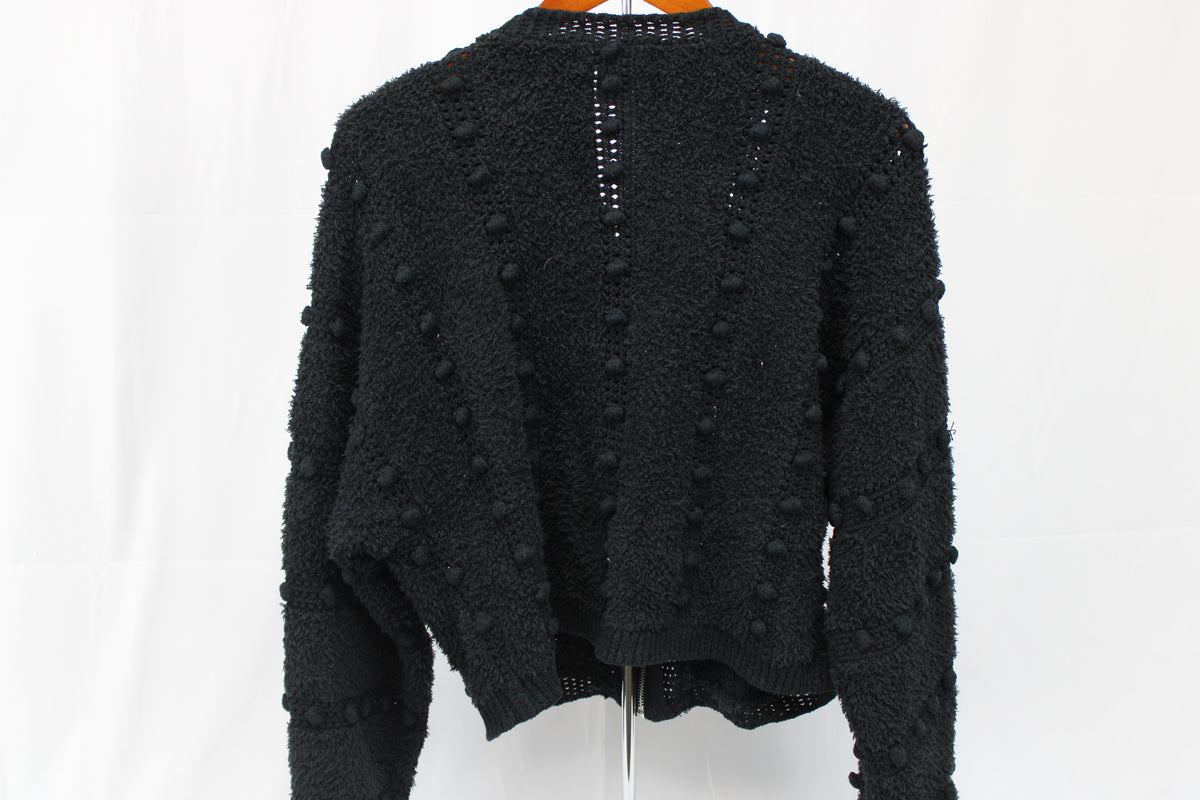 House of Harlow 1960 full zip woven sweater, Black, Women's S
