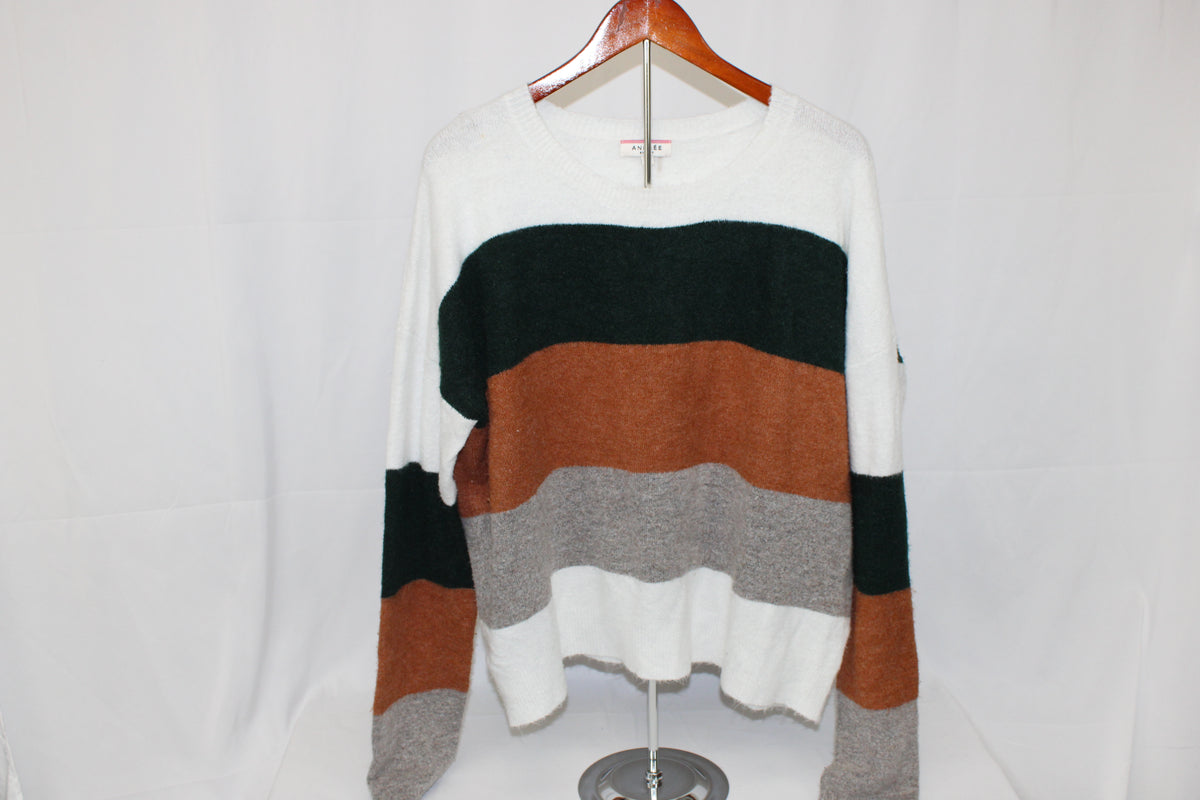 Andree striped long sleeve wool sweater, Women's L