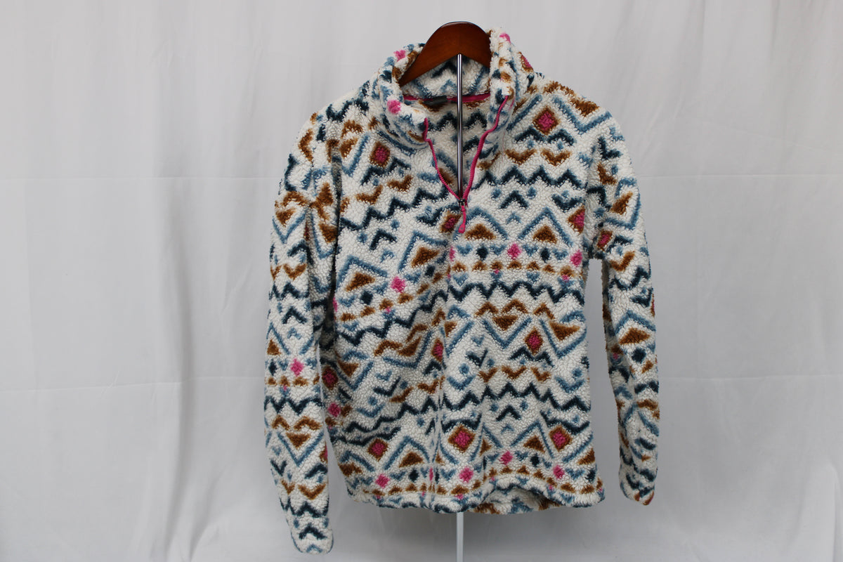 Eddie Bauer 1/4 zip tribal patterned fleece jacket, Women's L