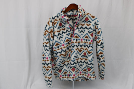 Eddie Bauer 1/4 zip tribal patterned fleece jacket, Women's L