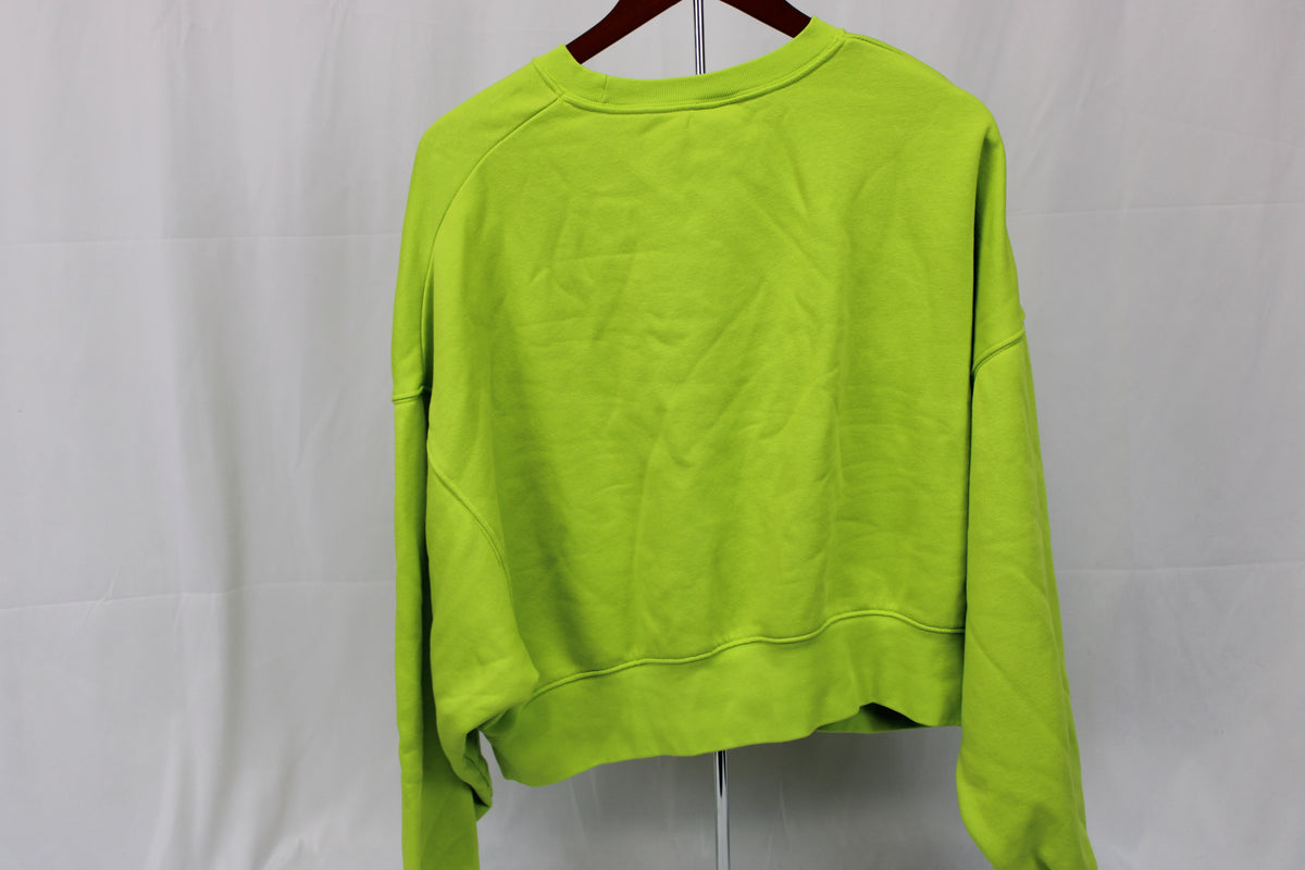 Nike, classic crew neck fleece lined cotton sweater, lime, Women's S