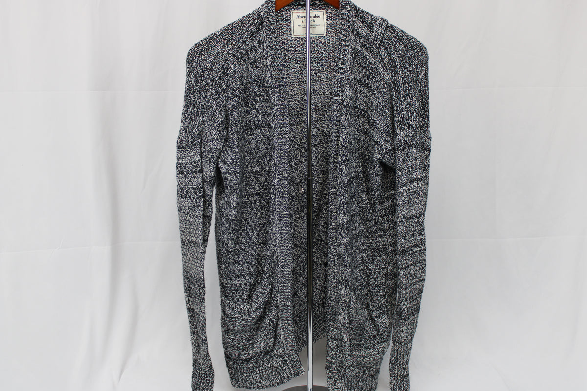 Abercrombie & Fitch long woven cardigan sweater, grey, Women's S