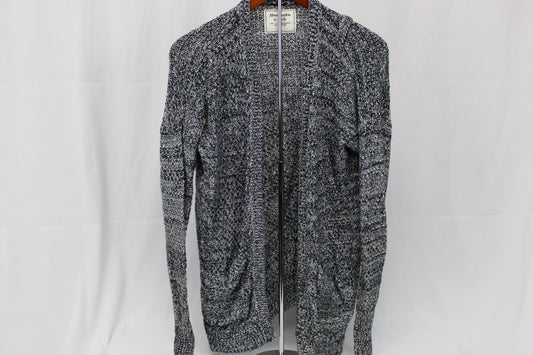 Abercrombie & Fitch long woven cardigan sweater, grey, Women's S