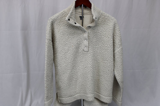 Aerie four button henley heavy fleece sweater, white, Women's S