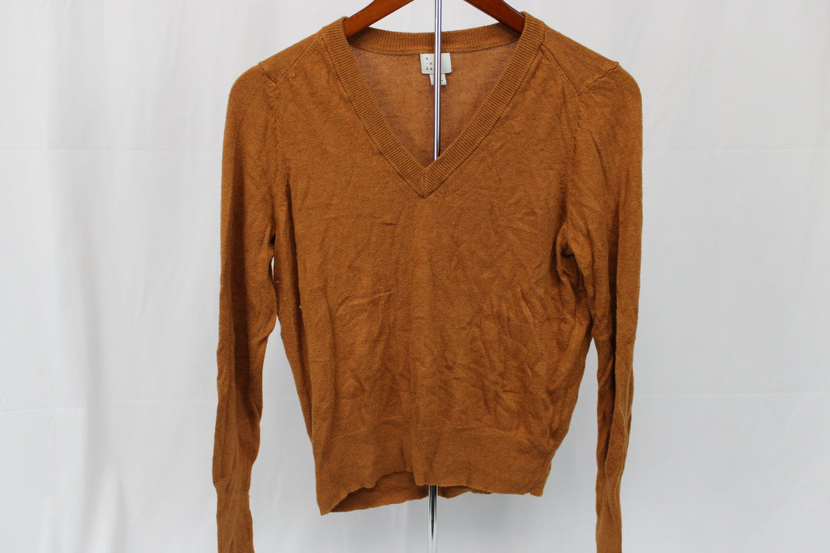 A New Day v-neck cotton sweater, rust, Women's S